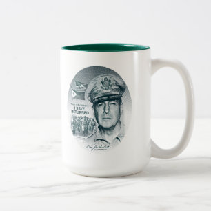 Gen. MacArthur I Have Returned (Bluegreen Print) Two-Tone Coffee Mug