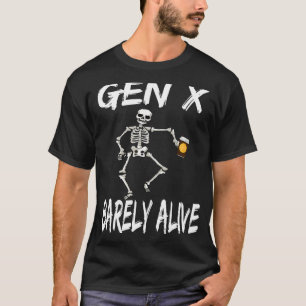 Gen X Barely Alive Halloween Skeleton Coffee T-Shirt