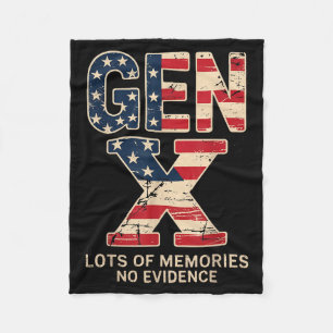 Gen X Lots Of Memories No Evidence Funny Retro Pat Fleece Blanket