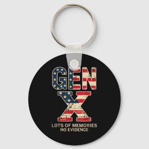 Gen X Lots Of Memories No Evidence Funny Retro Pat Key Ring