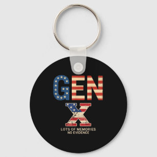 Gen X Lots Of Memories No Evidence Funny Retro Pat Key Ring