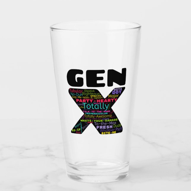 Gen X Phrases Glass (Front)