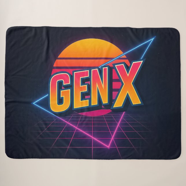 Gen X Retro 80s  Sherpa Blanket (Front (Horizontal))