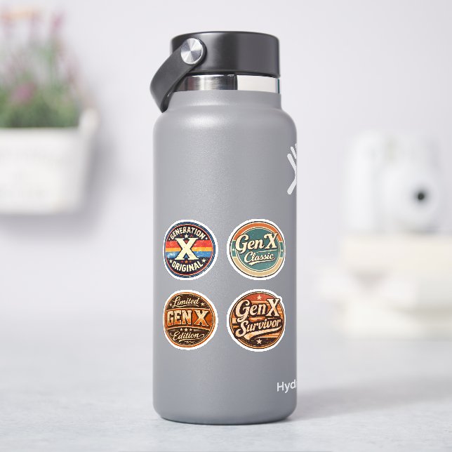 Gen X Retro Sticker Set – Vintage Generation X  (HydroFlask)