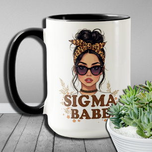 Gen Z Vibes Sigma Babe GenZ Leopard Messy Bun Mug