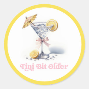 Gen Z Yellow Tini Bit Older Martini Birthday Party Classic Round Sticker