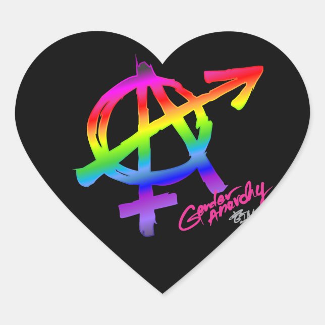 Gender Anarchy Rainbow design - heart Sticker (Front)
