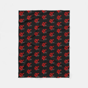Gender Anarchy (Sm) - Classic Red A tile on black Fleece Blanket