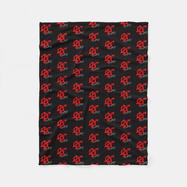 Gender Anarchy (Sm) - Classic Red A tile on black Fleece Blanket (Front)
