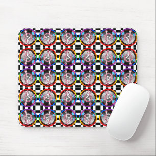 Gender Anarchy Symbol, Emblem on Chequerboard Mouse Pad