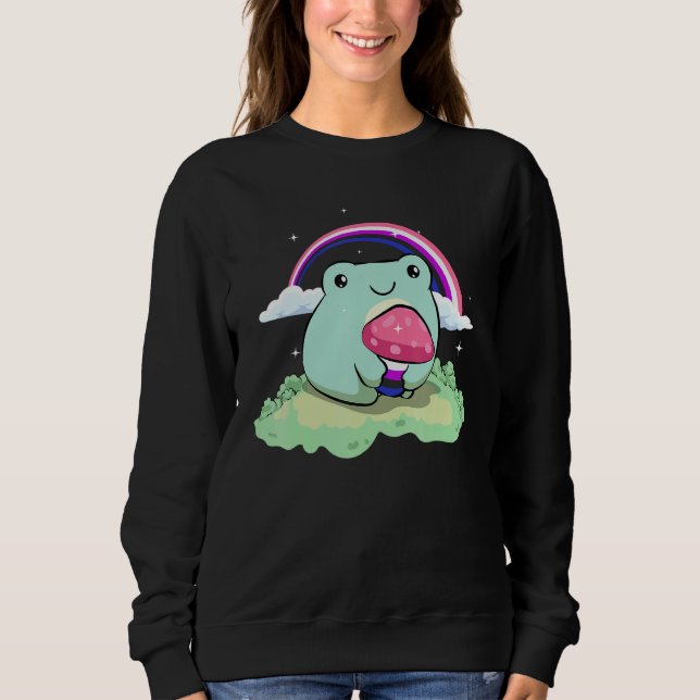 Gender Fluid Pride Flag Cute Frog Mushroom Subtle  Sweatshirt (Front)