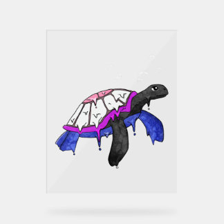 Gender Fluid Pride Flag Sea Turtle Subtle LGBTQ Acrylic Sign