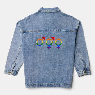Gender Identity Rainbow Heart Women's Denim Jacket