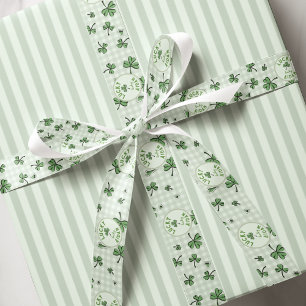 Gender Netural Monogrammed Green Shamrocks Grosgrain Ribbon