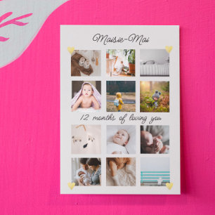 Gender neutral 1st Birthday Photo Collage  Card