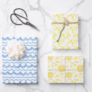 Gender Neutral 1st Trip Around The Sun Birthday Wrapping Paper Sheet