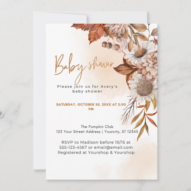 Gender Neutral A Little Pumpkin Fall Baby Shower Invitation (Front)