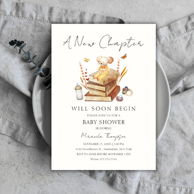 Gender Neutral A New Chapter Begins Baby Shower  Invitation (Gender Neutral A New Chapter Begins Baby Shower Invitation)