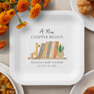 Gender Neutral A New Chapter Begins Baby Shower Paper Plate