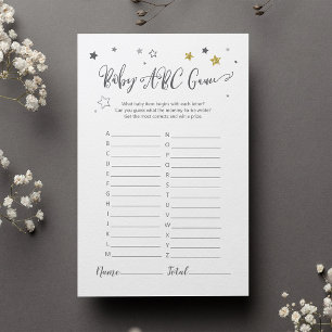 Gender Neutral ABC Baby Shower Game Grey Gold Star