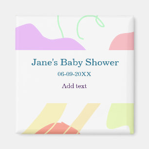 Gender neutral abstract shapes baby shower name magnet