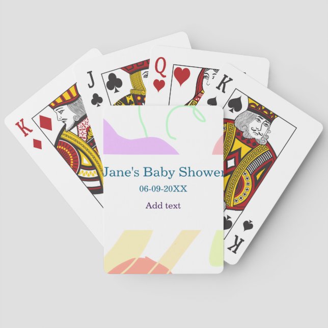 Gender neutral abstract shapes baby shower name playing cards (Back)