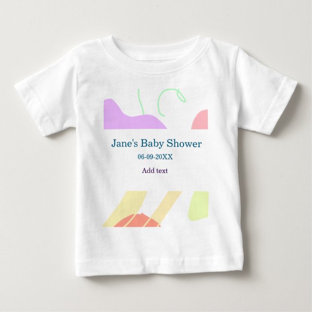 Gender neutral abstract shapes baby shower name T-Shirt (Front)