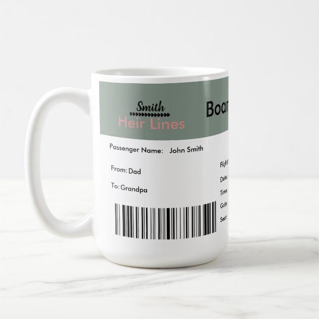 Gender Neutral Air Ticket Pregnancy Announcement  Coffee Mug (Left)