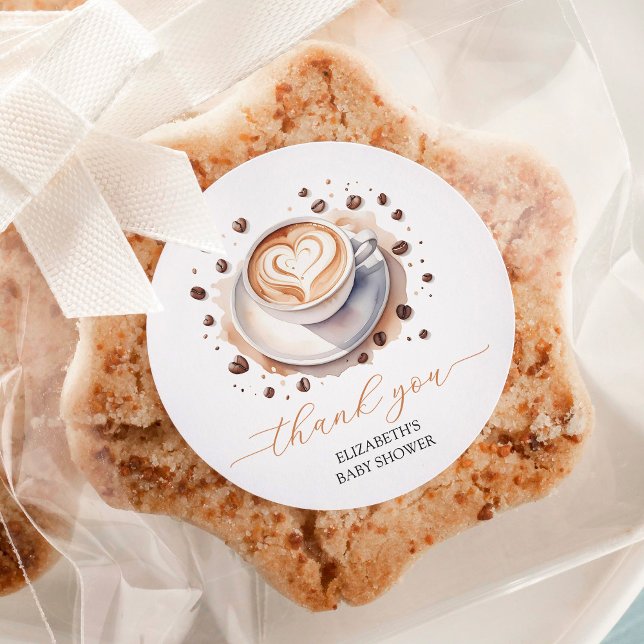 Gender Neutral Baby is Brewing Coffee Baby Shower  Classic Round Sticker (Creator Uploaded)