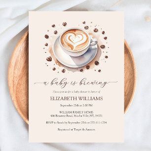 Gender Neutral Baby is Brewing Coffee Baby Shower  Invitation
