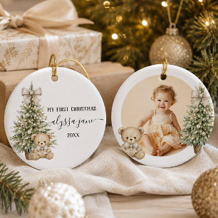 Gender Neutral Baby’s First Christmas Teddy Bear  Ceramic Tree Decoration