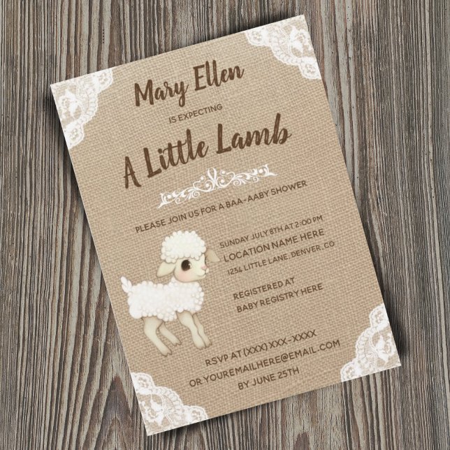 Gender Neutral Baby Sheep Baby Shower Invitation (Creator Uploaded)