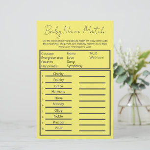 Gender Neutral Baby Shower Baby Name Match Game