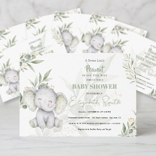 Gender Neutral Baby Shower Elephant Eucalyptus Invitation