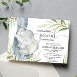 Gender neutral baby shower, elephant greenery gold invitation<br><div class="desc">For more advanced customisation of this design,  simply select the "Customise It" button above!</div>