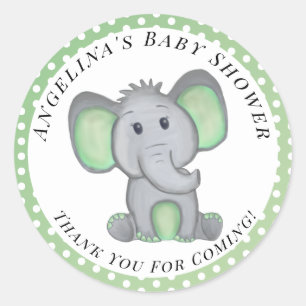 Gender Neutral Baby Shower Elephant Thank You Classic Round Sticker