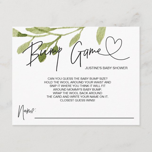 Gender Neutral Baby Shower Game Bump Guess Cards (Front)