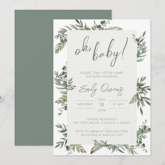Gender Neutral Baby Shower Invitation (Front/Back)