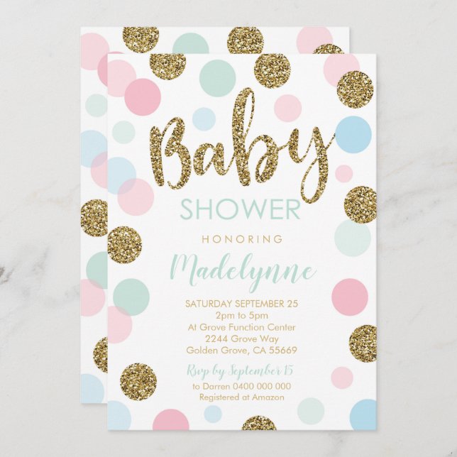Gender Neutral Baby Shower invitation Confetti (Front/Back)