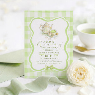 Gender Neutral Baby Shower Matcha Tea Party Invitation