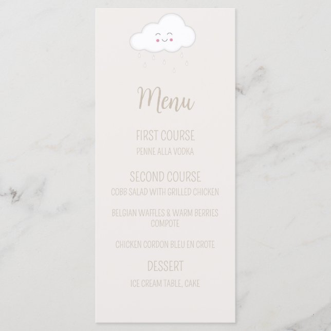 Gender Neutral Baby Shower Menu (Front)