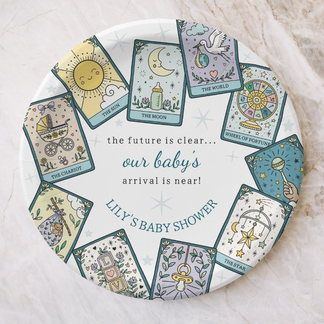 Gender Neutral Baby Shower Tarot Cards Paper Plate (Creator Uploaded)