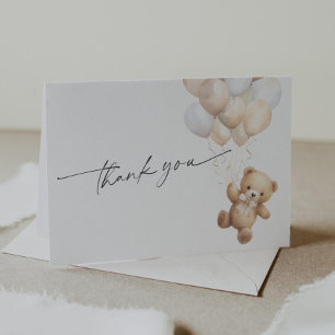 Gender Neutral Baby Shower Teddy Bear Themed Thank You Card