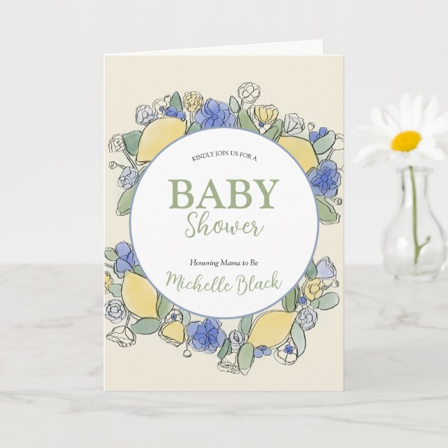 Gender Neutral Baby Shower Watercolor Floral Card (Small Plant)