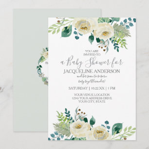 Gender Neutral Baby Shower Watercolor Greenery Invitation