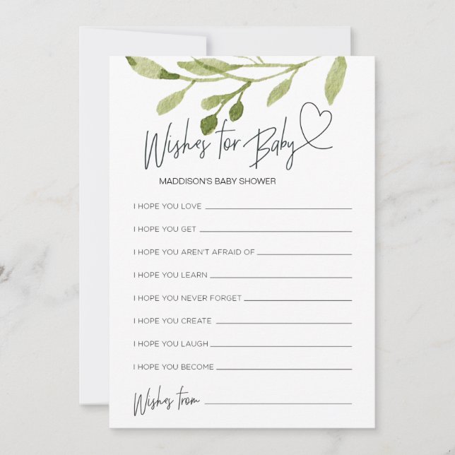 Gender Neutral Baby Shower Wishes For Baby Card (Front)