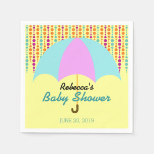 Gender neutral baby shower with umbrella napkin