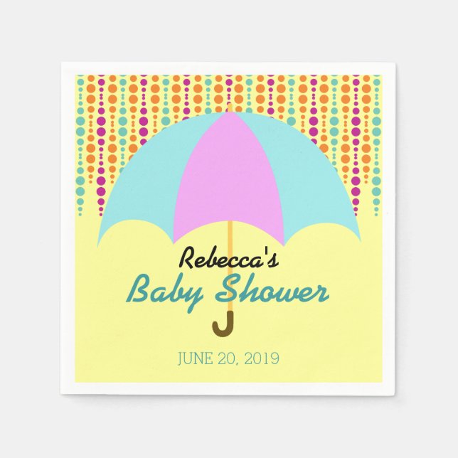 Gender neutral baby shower with umbrella napkin (Front)