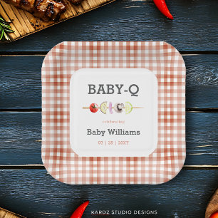 Gender Neutral BabyQ BBQ Baby Shower Paper Plate