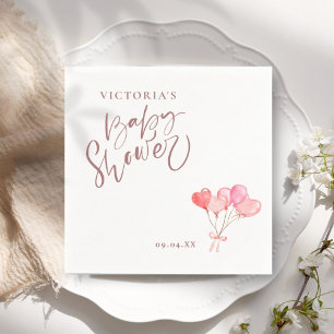 Gender Neutral Balloon Elegant Script Baby Shower  Napkin